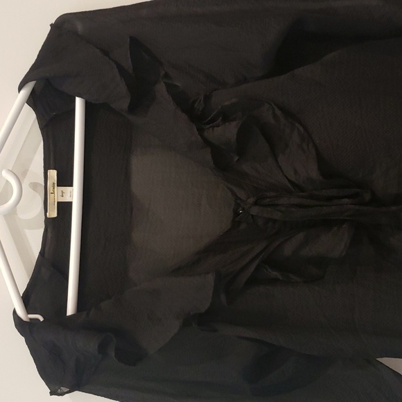 TRINITY Top Blouse 100% Silk Chiffon Sheer Boho Women's Top Shirt Size L… - Picture 5 of 9